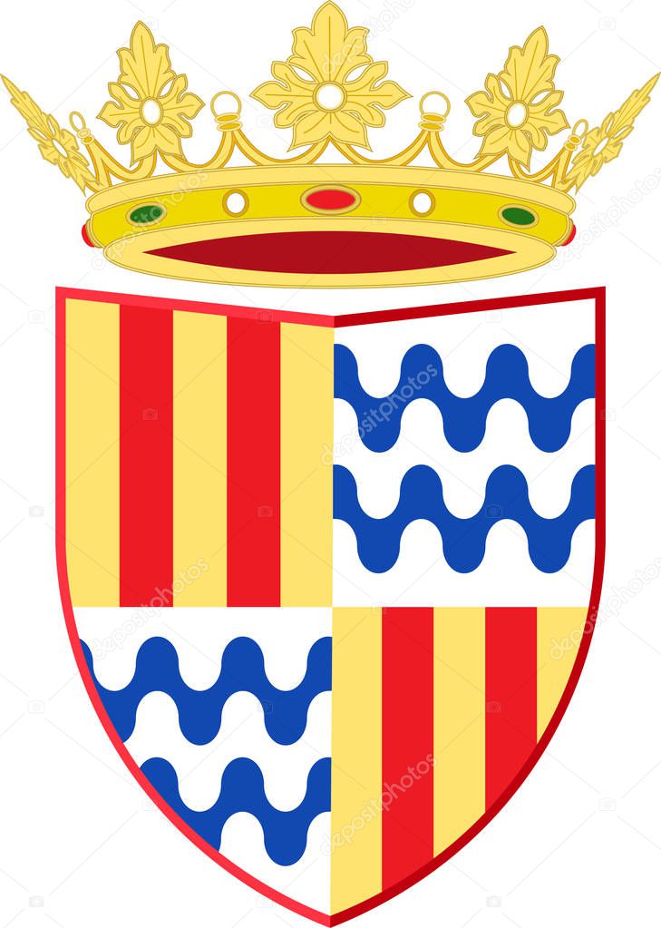 Coat of arms of Badalona in Barcelona of Spain