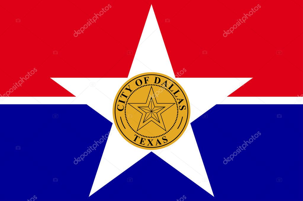 Flag of Dallas in Texas in United States