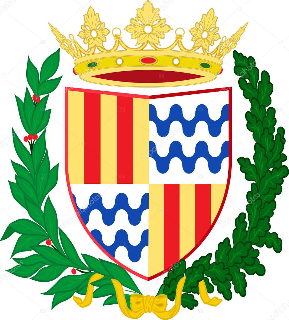 Coat of arms of Badalona in Barcelona of Spain