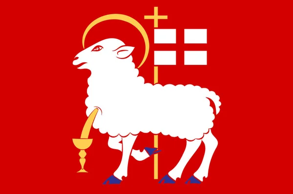 Visby bayrağı Isveç 'te, Gotland Ilçesi 'nin bir başkenti — Stok Vektör