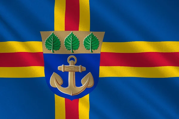 Vlag van Mariehamn is dat de hoofdstad van Aland eilanden is een autonomou — Stockfoto