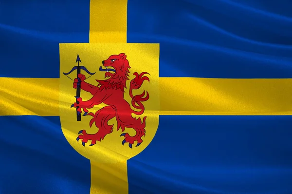 Flaga Smaland jest historyczną prowincją Szwecji — Zdjęcie stockowe