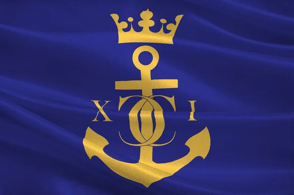 Vlag van Karlskrona is de hoofdstad van het Zweedse graafschap Blekinge. — Stockfoto