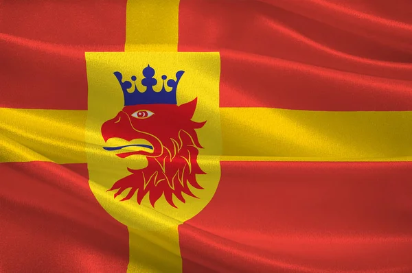 Vlag van Scania is de zuidelijkste provincie van Zweden — Stockfoto