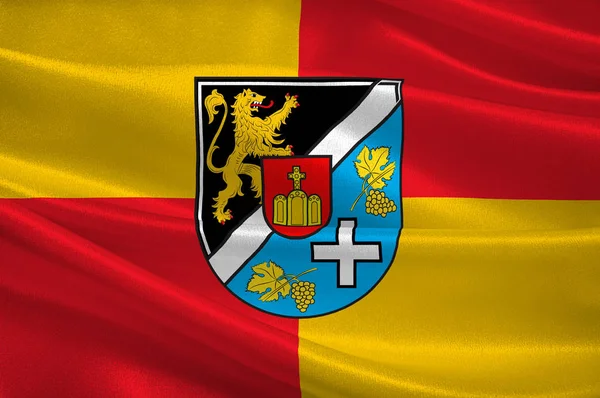 라인란트 팔츠의 스웨이드 라인슈트라세 국기, 독일 — 스톡 사진