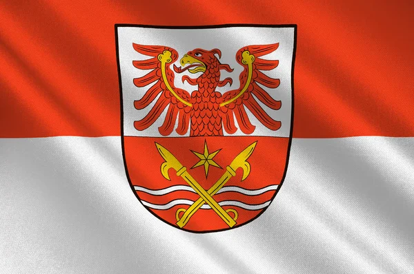 Vlag van Markisch-Oderland in Brandenburg, Duitsland — Stockfoto
