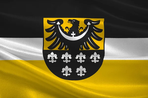 Flagge des Kreises Trzebnica in der niederschlesischen Woiwodschaft Polen — Stockfoto