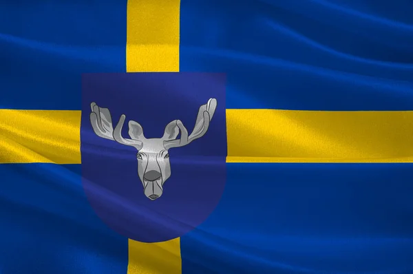 Flag of Ostersund in Jamtland County of Sweden — Stock Photo, Image