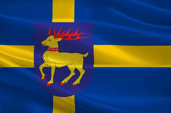 Flag of Oland is the second largest Swedish island — Stock Photo, Image