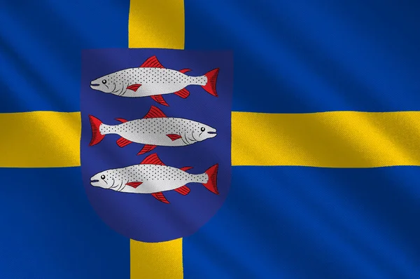 スウェーデンのアンゲルマンランド州の旗 — ストック写真