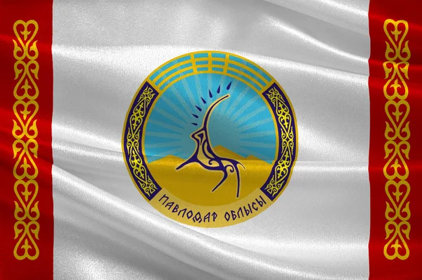 Flaga regionu Pawłodar w Kazachstanie — Zdjęcie stockowe