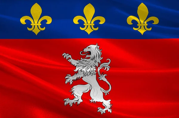 フランスのオーヴェルニュ・ローヌ=アルプス地方のリヨンの国旗 — ストック写真