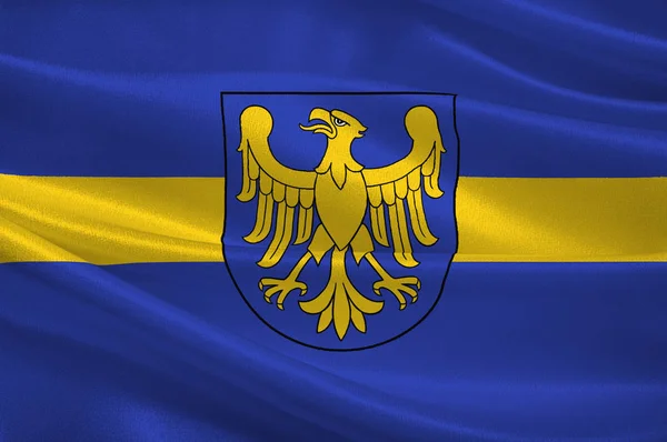 Silesian Voivodeship tartomány Dél-Lengyelországban zászlaja — Stock Fotó