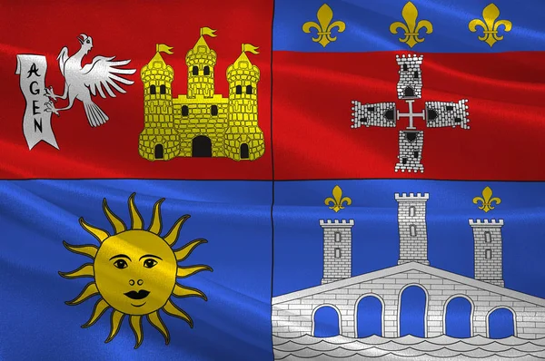 Прапор Лот-е-Гаронна в Нувель-Аквітанія-найбільша адмі — стокове фото