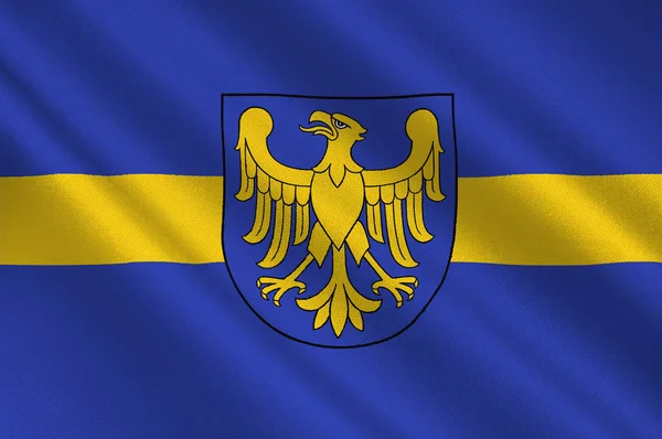 Silesian Voivodeship tartomány Dél-Lengyelországban zászlaja — Stock Fotó