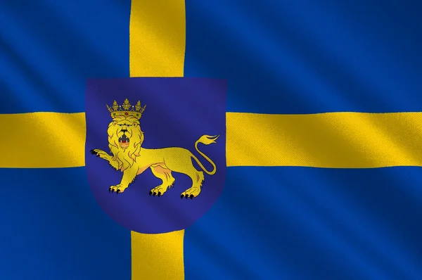 Flag of Uppsala is the capital of Uppsala County of Sweden — Stock Photo, Image