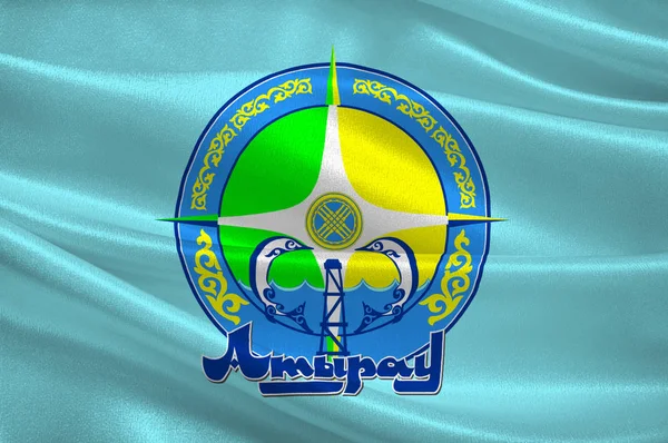 哈萨克斯坦阿蒂劳地区旗 — 图库照片