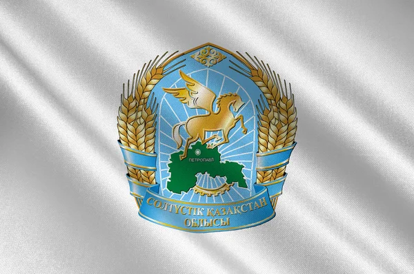Bandiera della regione del Kazakistan settentrionale in Kazakistan — Foto Stock