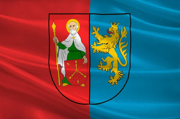 Bandera del Condado de Zamosc en Lublin Voivodato de Polonia — Foto de Stock