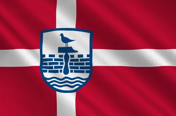 Merkez Jutland bölgesinde Danimarka Herning bayrağı — Stok fotoğraf
