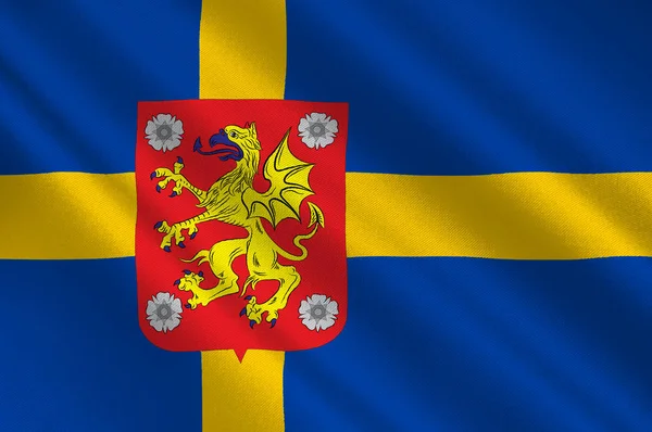 Flaga powiatu Ostergotland Szwecji — Zdjęcie stockowe