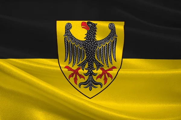Bandeira da cidade de Aachen na Renânia do Norte-Vestefália, Alemanha — Fotografia de Stock