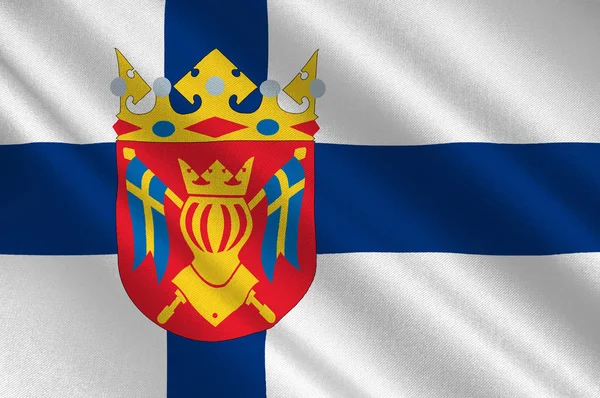 Flaga południowo-zachodniej Finlandii, znany również w języku angielskim jako rekwizyt Finlandia — Zdjęcie stockowe