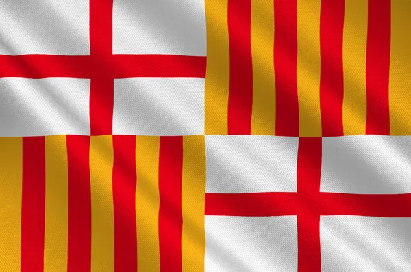 Flag of Barcelona is a province of Spain — Stock Photo, Image