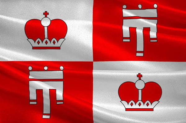 Liechtenstein içinde Vaduz bayrağı — Stok fotoğraf