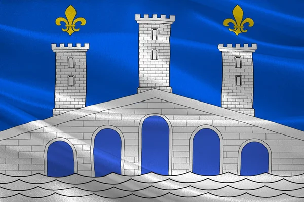 Flagge von villeneuve-sur-lot in lot-et-garonne von nouvelle-aquitai — Stockfoto