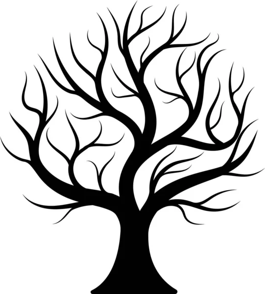Sílhueta preta árvore nua — Vetor de Stock