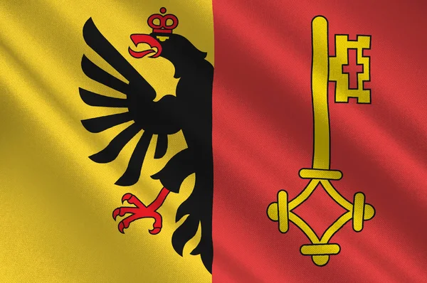 スイスのジュネーブ共和国と広州の国旗 — ストック写真