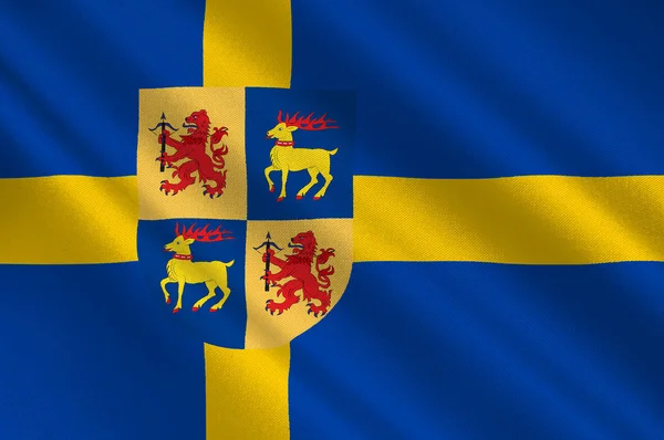 Flaga Kalmaru – Hrabstwo w południowej Szwecji — Zdjęcie stockowe