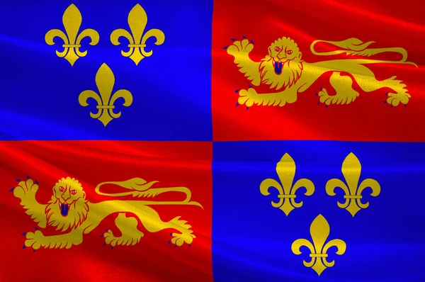 Flag of Landes in Nouvelle-Aquitaine is the largest administrati — Stock Photo, Image