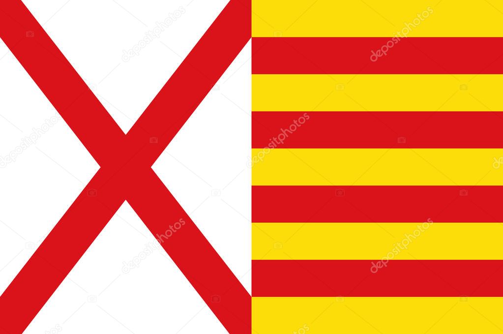 Flag of L'Hospitalet de Llobregat of Barcelona in Catalonia, Spa