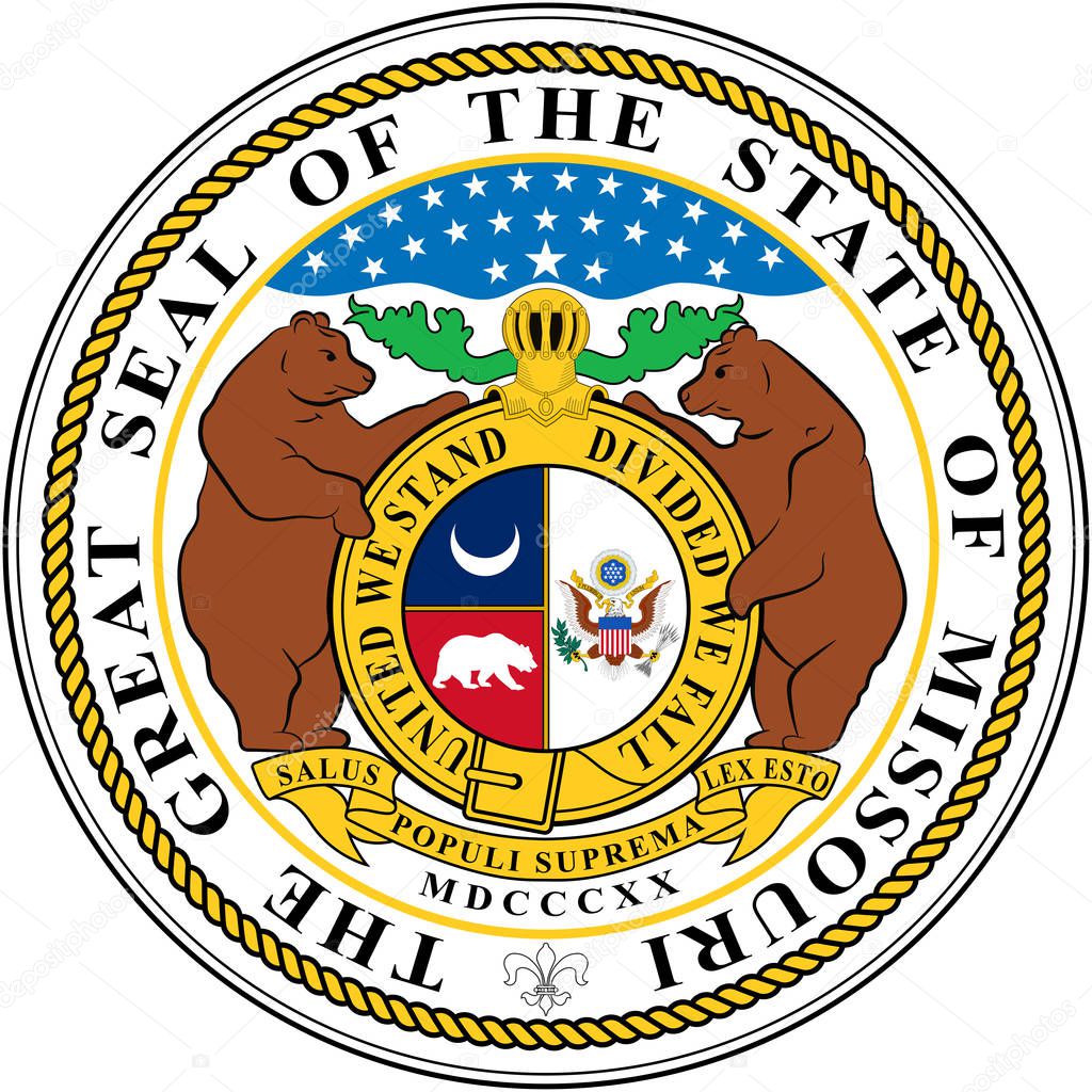 Coat of arms of Missouri state in USA