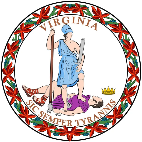 Escudo de armas de Virginia Estado de Estados Unidos — Vector de stock