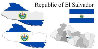 El Salvador bayrağı haritada ve bölgesel bölümde. Vektör illüstrasyonu
