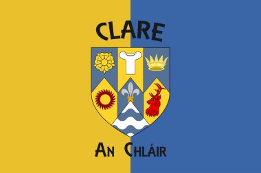 County Clare, İrlanda 'nın orta-batı bölgesinde, Munster eyaletinde yer alan bir ilçedir. Vektör illüstrasyonu