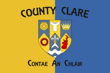County Clare, İrlanda 'nın orta-batı bölgesinde, Munster eyaletinde yer alan bir ilçedir. Vektör illüstrasyonu