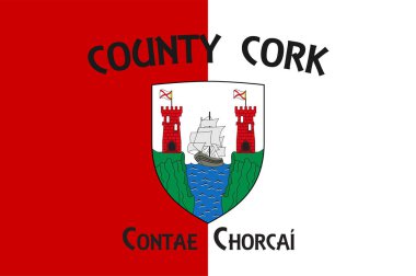 County Cork, İrlanda 'da bir şehirdir. Vektör illüstrasyonu