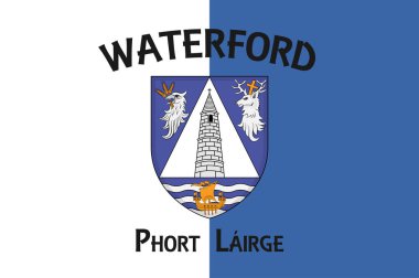 Waterford Bölgesi, İrlanda 'da bir ilçe. Munster ili 'nde ve Güneydoğu Bölgesi' nin bir parçasıdır. Vektör illüstrasyonu