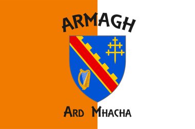 Flag of County Armagh is one of the traditional counties of Ireland and one of six counties that form Northern Ireland. Vector illustration clipart