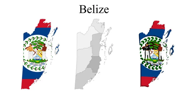 Flag Belize Map Map Regional Division Vector Illustration — Stock Vector