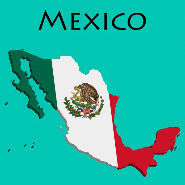 Bandera México Mapa Mapa Con División Regional Ilustración Vectorial — Archivo Imágenes Vectoriales