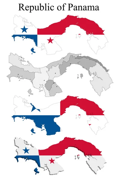 Flagge Von Panama Auf Landkarte Und Karte Mit Regionaler Einteilung — Stockvektor