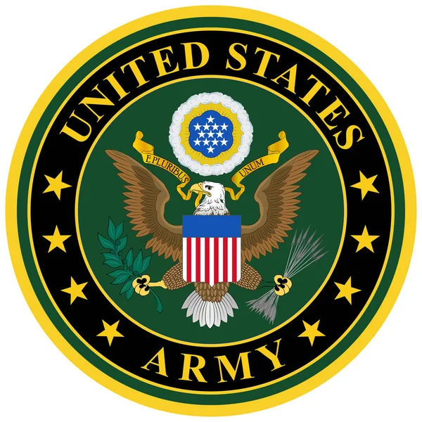 Coat of Arts of United States Army (ABD), ABD Silahlı Kuvvetleri 'nin kara muharebe koludur. Vektör illüstrasyonu