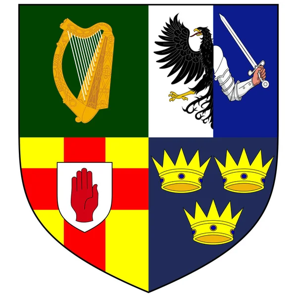 Escudo Armas Las Cuatro Provincias Irlanda Munster Ulster Connacht Leinster — Archivo Imágenes Vectoriales