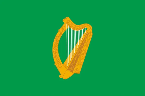 Flaga Irlandzkiego Jacka Marynarki Wojennej Złota Harfa Srebrnymi Sznurkami Zielonym — Wektor stockowy