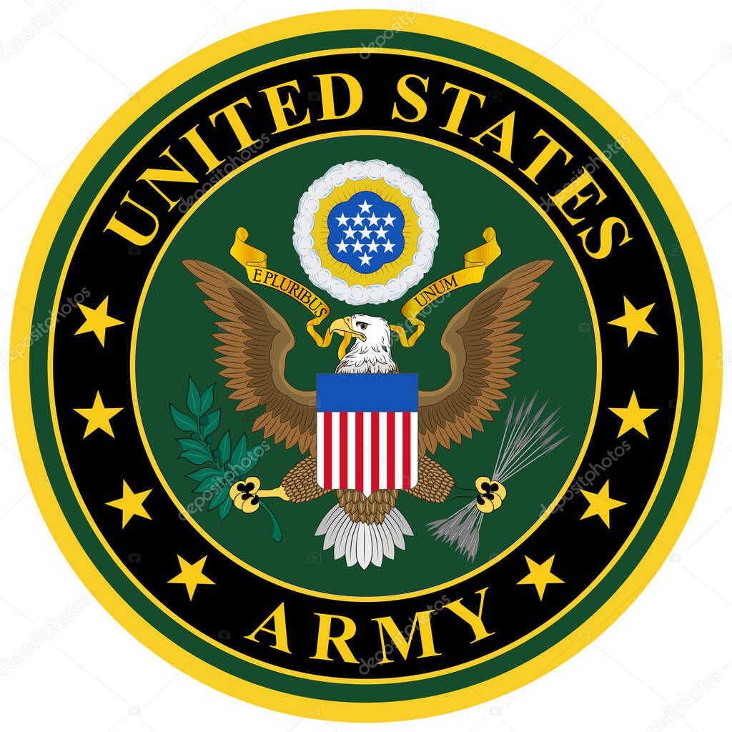 Coat of arms of United States Army (USA) is the land warfare service branch of the United States Armed Forces. Vector illustration